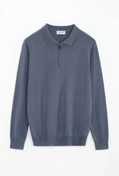 Pull à col chemise zipé