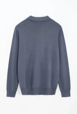 Pull à col chemise zipé