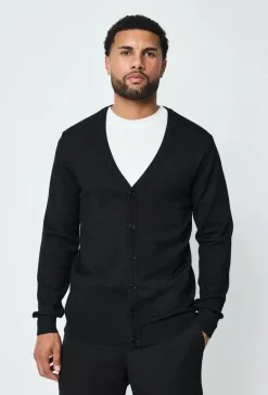 Pull cardigan boutonné couleur uni