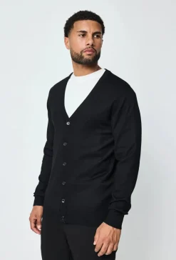 Pull cardigan boutonné couleur uni