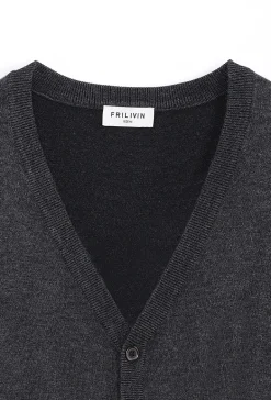 Pull cardigan boutonné couleur uni