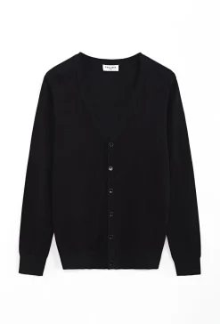 Pull cardigan boutonné couleur uni