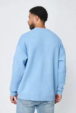 Pull col rond à motif grandes fleures