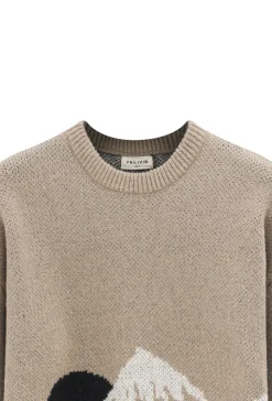 Pull col rond à motif montagne net