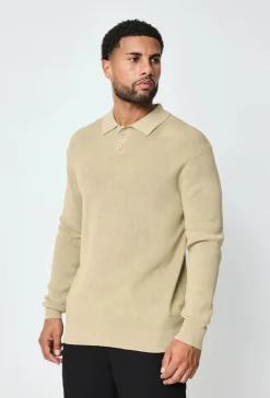 Pull en maille col à revers avec deux boutons