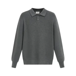Pull en maille col à revers avec deux boutons