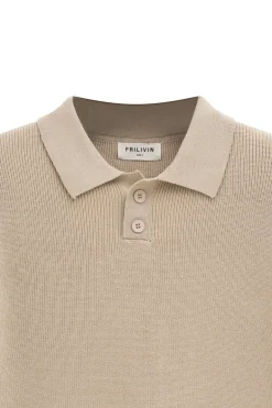 Pull en maille col à revers avec deux boutons