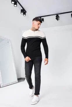 Pull léger avec col classique zippé