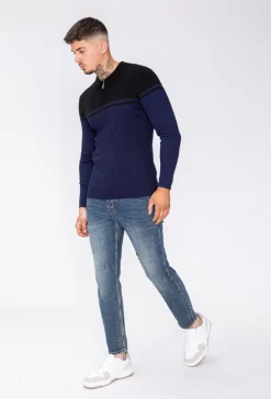 Pull léger avec col classique zippé