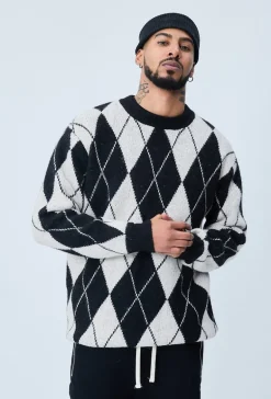 Pull maille à motif losange