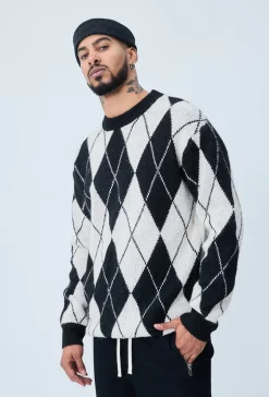 Pull maille à motif losange