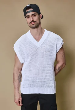 Pull uni en maille sans manches