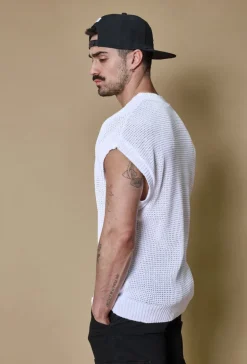 Pull uni en maille sans manches