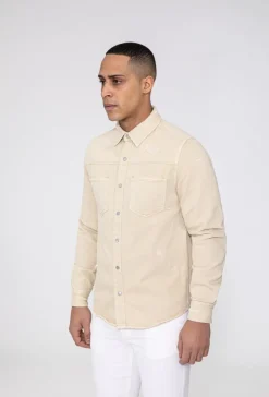 Surchemise jean délavé avec finition usée