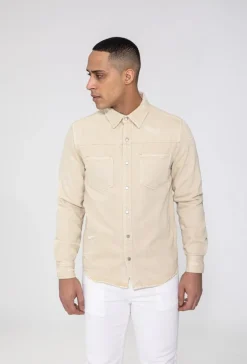 Surchemise jean délavé avec finition usée