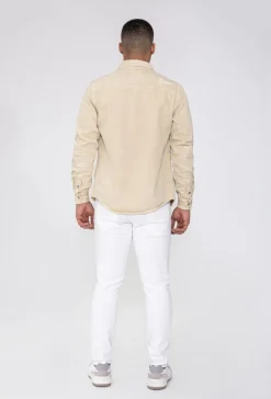 Surchemise jean délavé avec finition usée