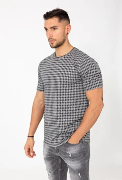 T-shirt à carreaux pieddepoule