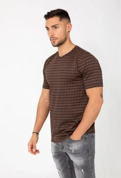 T-shirt à carreaux pieddepoule