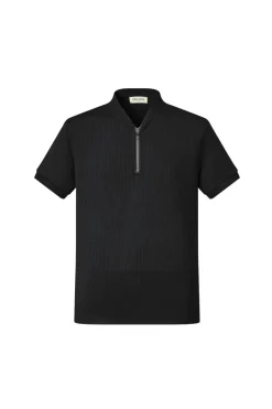 T-shirt à col zippé maille cotelé