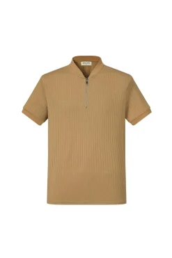 T-shirt à col zippé maille cotelé