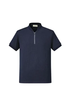 T-shirt à col zippé maille cotelé