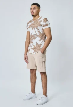 T-shirt à imprimé palmiers