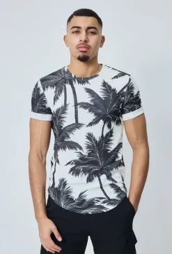 T-shirt à imprimé palmiers