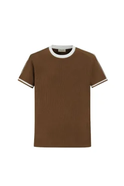 T-shirt cotelé style baseball