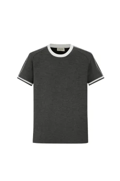 T-shirt cotelé style baseball