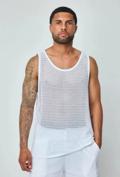 T-shirt débardeur uni à multiples trous