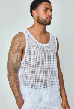 T-shirt débardeur uni à multiples trous