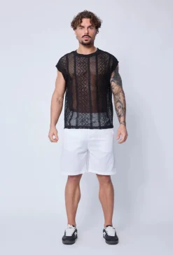 T-shirt débardeur uni en tricot