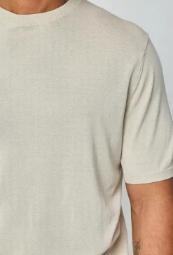 T-shirt fin manches courtes uni en maille