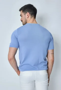 T-shirt fin manches courtes uni en maille