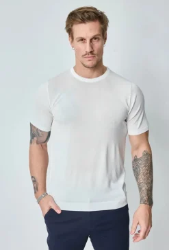 T-shirt fin manches courtes uni en maille