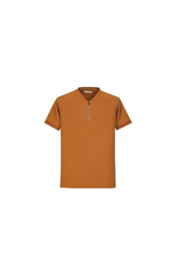 T-shirt gaufré à zip