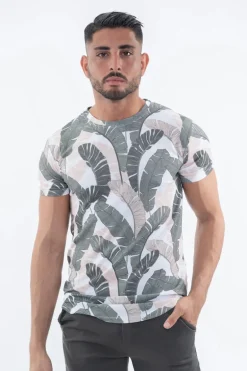 T-shirt manches courtes à motifs plumes