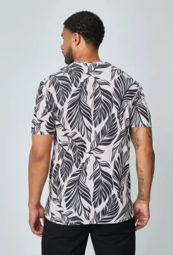 T-shirt manches courtes à motifs feuillage