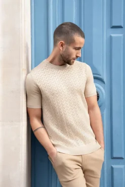 T-shirt manches courtes à motifs en maille