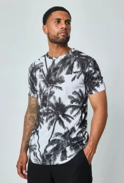 T-shirt manches courtes à motifs palmiers