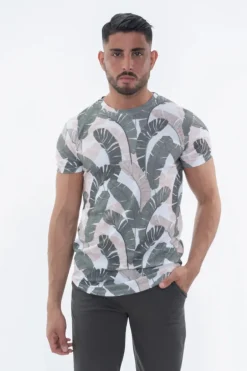 T-shirt manches courtes à motifs plumes
