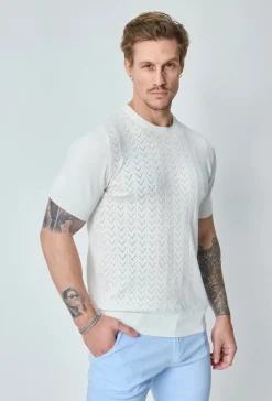 T-shirt manches courtes à motifs en maille
