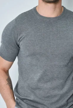 T-shirt manches courtes uni en maille