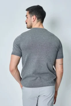 T-shirt manches courtes uni en maille