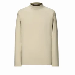 T-shirt manches longues col montant en coton de couleur uni
