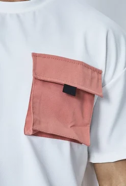 T-shirt oversize avec poches à rabat