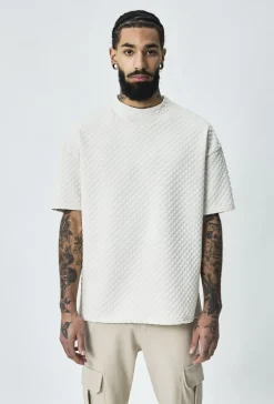 T-shirt épais à carreaux matelassés oversize