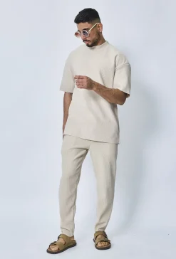 T-shirt plissé uni oversize