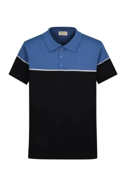 T-shirt polo en maille bicolore