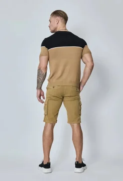 T-shirt polo en maille bicolore